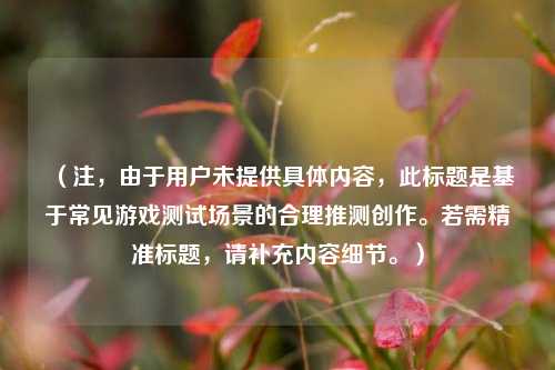 （注，由于用户未提供具体内容，此标题是基于常见游戏测试场景的合理推测创作。若需精准标题，请补充内容细节。）