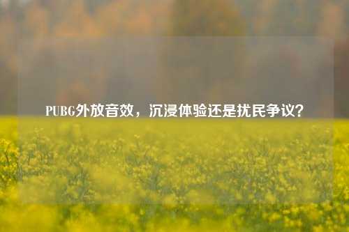 PUBG外放音效，沉浸体验还是扰民争议？
