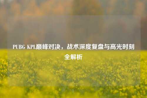 PUBG KPL巅峰对决，战术深度复盘与高光时刻全解析