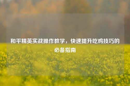 和平精英实战操作教学，快速提升吃鸡技巧的必备指南