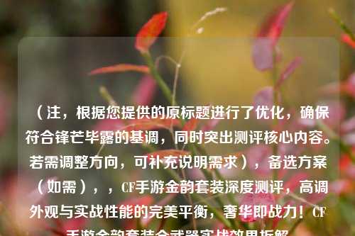 （注，根据您提供的原标题进行了优化，确保符合锋芒毕露的基调，同时突出测评核心内容。若需调整方向，可补充说明需求），备选方案（如需），，CF手游金韵套装深度测评，高调外观与实战性能的完美平衡，奢华即战力！CF手游金韵套装全武器实战效果拆解