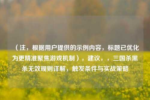 （注，根据用户提供的示例内容，标题已优化为更精准聚焦游戏机制），建议，，三国杀黑杀无效规则详解，触发条件与实战策略