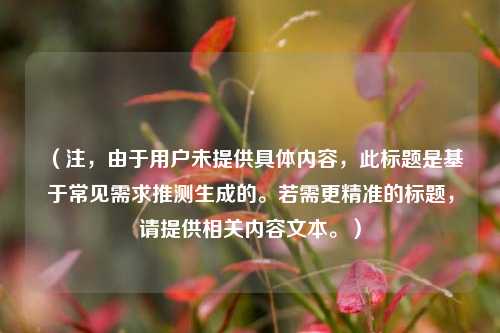 （注，由于用户未提供具体内容，此标题是基于常见需求推测生成的。若需更精准的标题，请提供相关内容文本。）