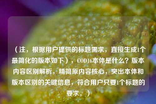 （注，根据用户提供的标题需求，直接生成1个最简化的版本如下），COD16本体是什么？版本内容区别解析，精简原内容核心，突出本体和版本区别的关键信息，符合用户只要1个标题的要求。）
