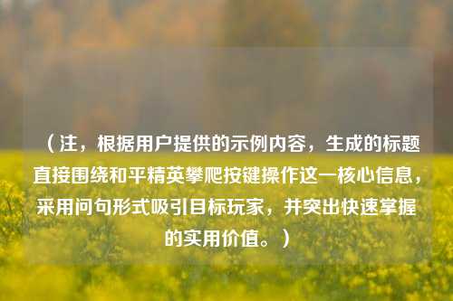 （注，根据用户提供的示例内容，生成的标题直接围绕和平精英攀爬按键操作这一核心信息，采用问句形式吸引目标玩家，并突出快速掌握的实用价值。）