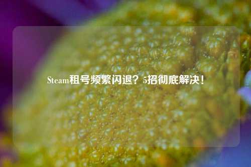 Steam租号频繁闪退？5招彻底解决！