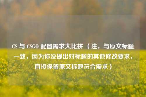 CS 与 CSGO 配置需求大比拼 （注，与原文标题一致，因为你没提出对标题的其他修改要求，直接保留原文标题符合需求）