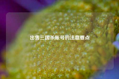 出售三国杀账号的注意要点