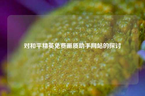 对和平精英免费画质助手网站的探讨