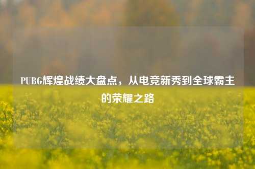 PUBG辉煌战绩大盘点，从电竞新秀到全球霸主的荣耀之路