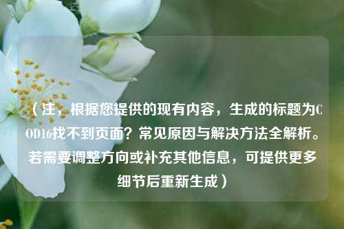 （注，根据您提供的现有内容，生成的标题为COD16找不到页面？常见原因与解决 *** 全解析。若需要调整方向或补充其他信息，可提供更多细节后重新生成）