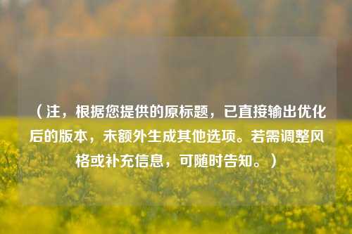 （注，根据您提供的原标题，已直接输出优化后的版本，未额外生成其他选项。若需调整风格或补充信息，可随时告知。）