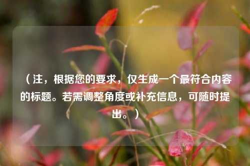 （注，根据您的要求，仅生成一个更符合内容的标题。若需调整角度或补充信息，可随时提出。）