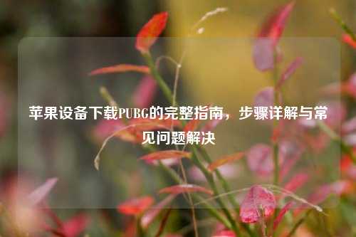 苹果设备下载PUBG的完整指南，步骤详解与常见问题解决