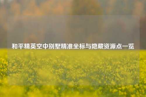 和平精英空中别墅精准坐标与隐藏资源点一览