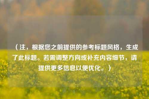 （注，根据您之前提供的参考标题风格，生成了此标题。若需调整方向或补充内容细节，请提供更多信息以便优化。）