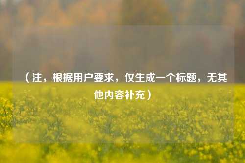 （注，根据用户要求，仅生成一个标题，无其他内容补充）