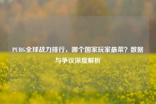 PUBG全球战力排行，哪个国家玩家最菜？数据与争议深度解析