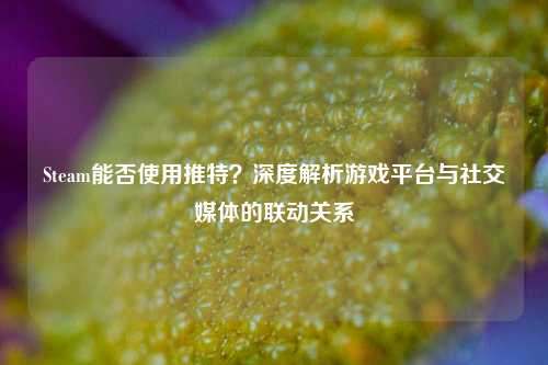 Steam能否使用推特？深度解析游戏平台与社交媒体的联动关系