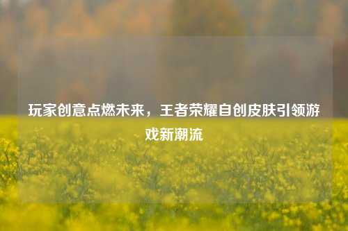 玩家创意点燃未来，王者荣耀自创皮肤引领游戏新潮流