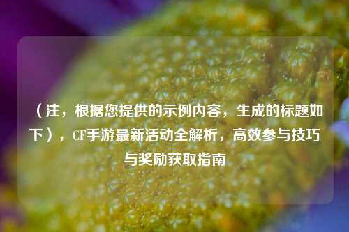 （注，根据您提供的示例内容，生成的标题如下），CF手游最新活动全解析，高效参与技巧与奖励获取指南