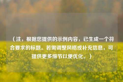 （注，根据您提供的示例内容，已生成一个符合要求的标题。若需调整风格或补充信息，可提供更多细节以便优化。）