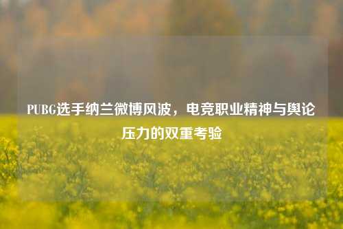 PUBG选手纳兰微博风波，电竞职业精神与舆论压力的双重考验