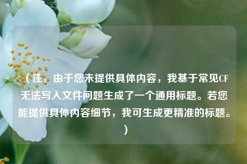 （注，由于您未提供具体内容，我基于常见CF无法写入文件问题生成了一个通用标题。若您能提供具体内容细节，我可生成更精准的标题。）