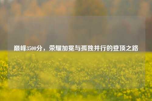 巅峰3500分，荣耀加冕与孤独并行的登顶之路
