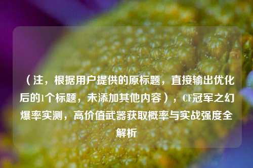 （注，根据用户提供的原标题，直接输出优化后的1个标题，未添加其他内容），CF冠军之幻爆率实测，高价值武器获取概率与实战强度全解析