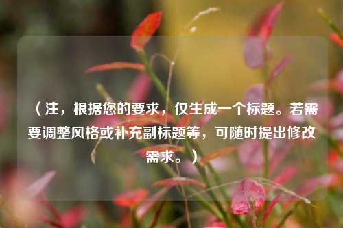 （注，根据您的要求，仅生成一个标题。若需要调整风格或补充副标题等，可随时提出修改需求。）