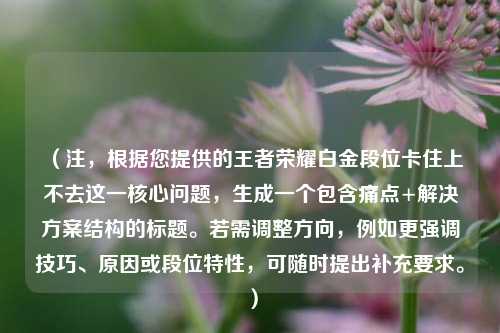 (注,根据您提供的王者荣耀白金段位卡住上不去这一核心问题,生成一个包含痛点+解决方案结构的标题。若需调整方向,例如更强调技巧、原因或段位特性,可随时提出补充要求。)