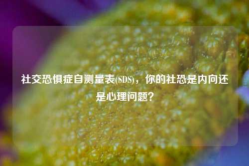社交恐惧症自测量表(SDS)，你的社恐是内向还是心理问题？