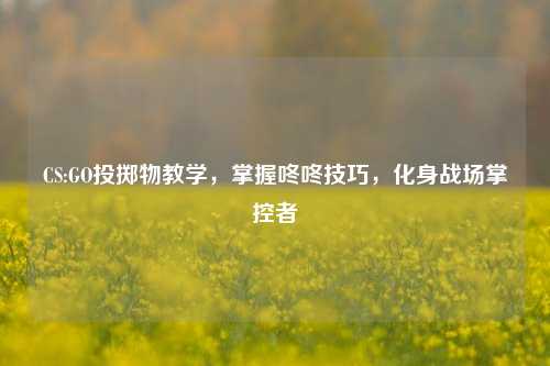 CS:GO投掷物教学，掌握咚咚技巧，化身战场掌控者