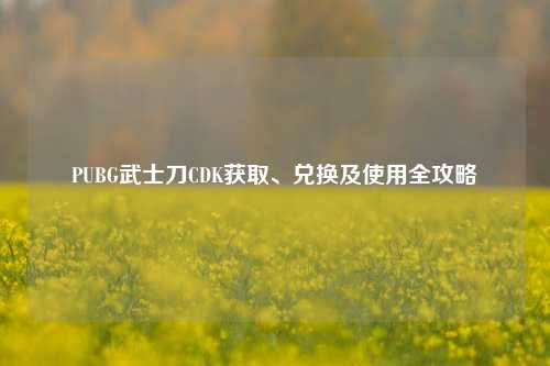 PUBG武士刀CDK获取、兑换及使用全攻略