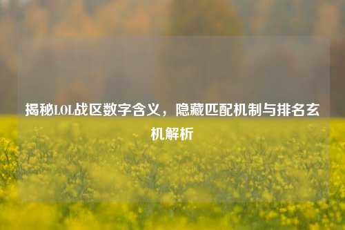 揭秘LOL战区数字含义，隐藏匹配机制与排名玄机解析