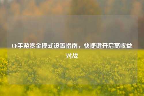 CF手游赏金模式设置指南，快捷键开启高收益对战
