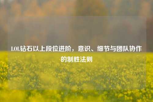 LOL钻石以上段位进阶，意识、细节与团队协作的制胜法则