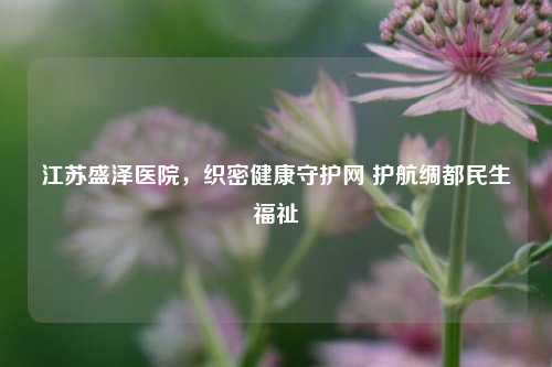 江苏盛泽医院，织密健康守护网 护航绸都民生福祉
