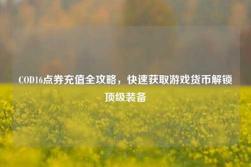 COD16点券充值全攻略，快速获取游戏货币解锁顶级装备