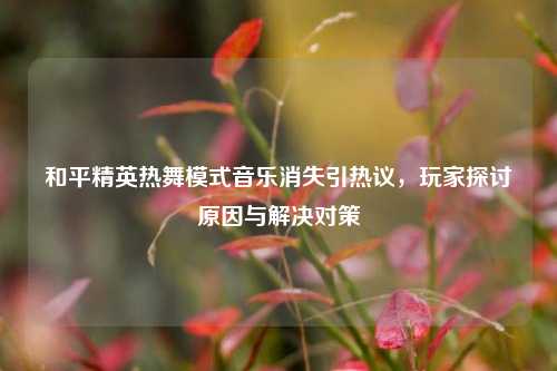 和平精英热舞模式音乐消失引热议，玩家探讨原因与解决对策