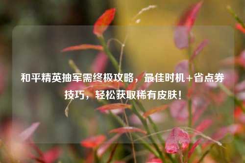 和平精英抽军需终极攻略，更佳时机+省点券技巧，轻松获取稀有皮肤！
