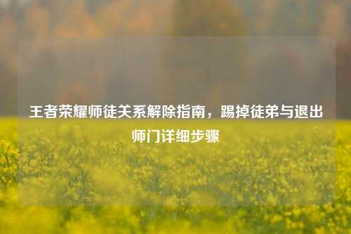 王者荣耀师徒关系解除指南，踢掉徒弟与退出师门详细步骤