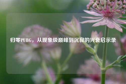 归零PUBG，从现象级巅峰到沉寂的兴衰启示录