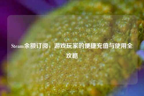 Steam余额订阅，游戏玩家的便捷充值与使用全攻略