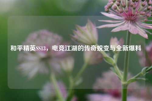 和平精英SS13，电竞江湖的传奇蜕变与全新爆料
