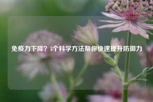 免疫力下降？5个科学 *** 帮你快速提升防御力