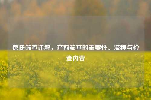 唐氏筛查详解，产前筛查的重要性、流程与检查内容