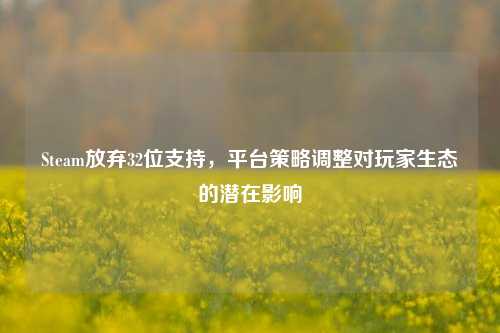 Steam放弃32位支持，平台策略调整对玩家生态的潜在影响