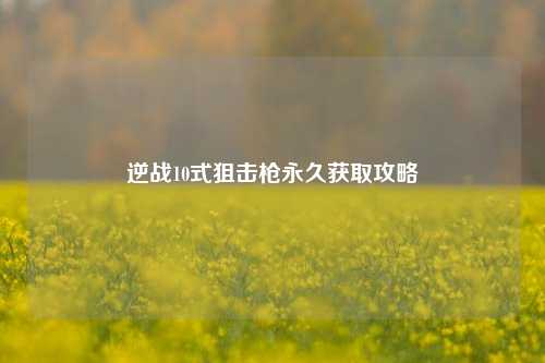 逆战10式狙击枪永久获取攻略